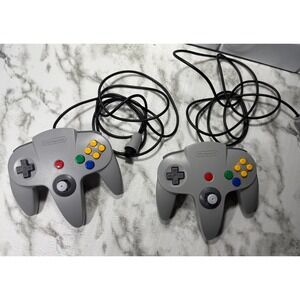2 Original Nintendo 64 N64 Gray Controllers OEM Authentic Nintendo Untested